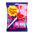 Chupa Chups bubble gum lollipops package with cherry flavor on a white background