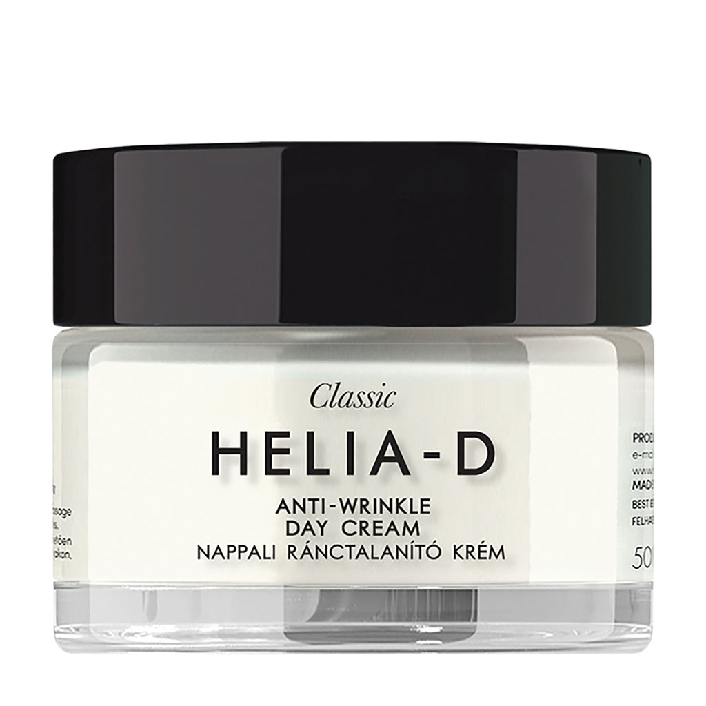 Jar of HELIA-D anti-wrinkle day cream on a white background