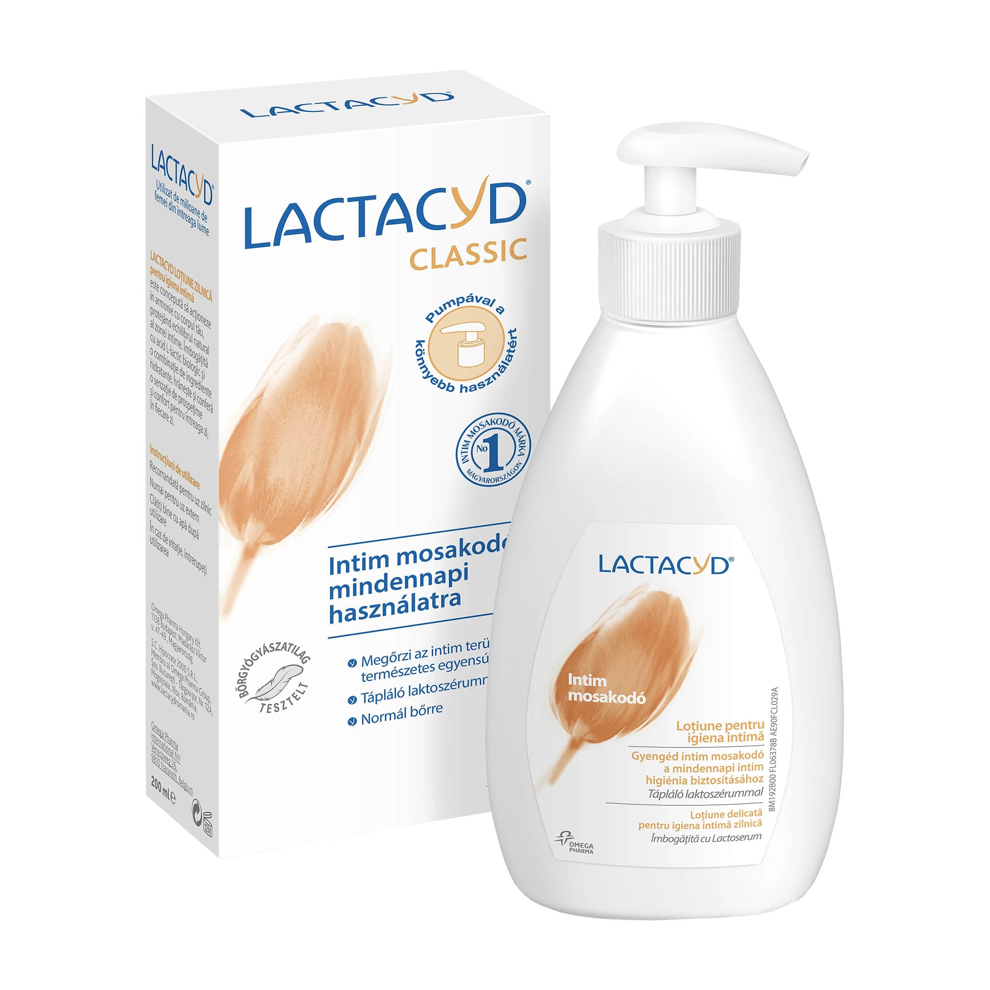 Lactacyd Classic, gel douche intime avec pompe doseuse, 200 ml