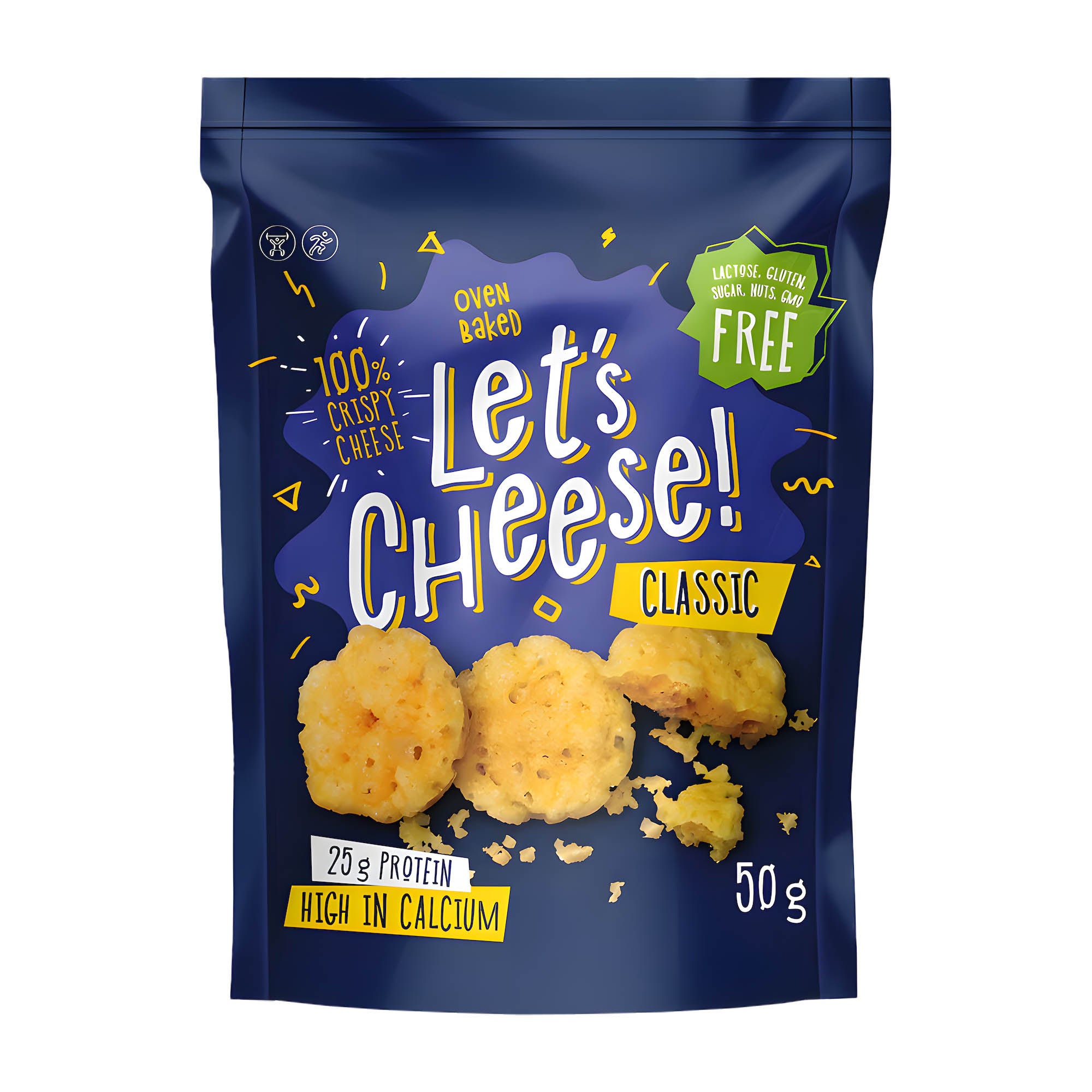 a blue packaging of Let's Cheese classic cheese snack in a white background
