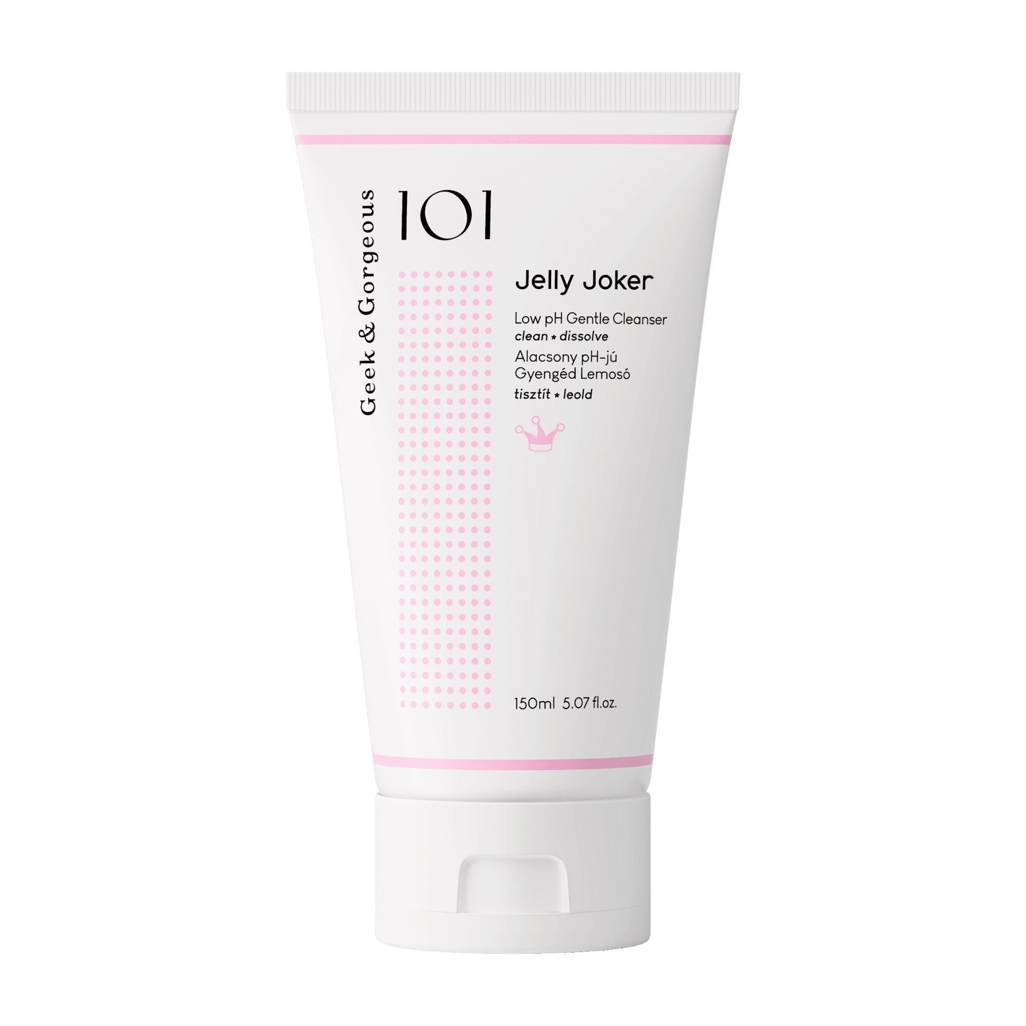 A tube of Geek & Gorgeous Jelly Joker low pH gentle facial cleanser.