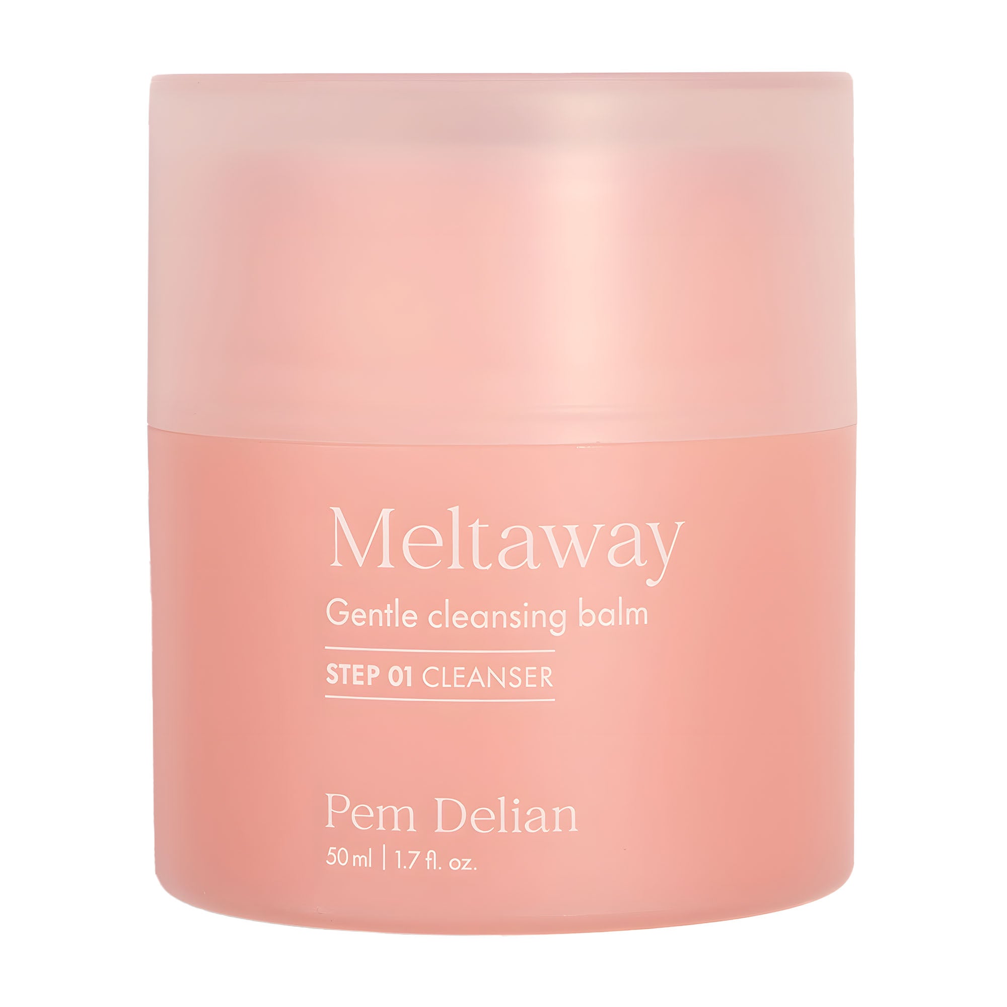 Pink jar of Meltaway Gentle cleansing balm by Perm Delian on a white background