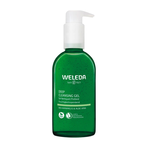 Weleda deep cleansing gel pump bottle on a white background
