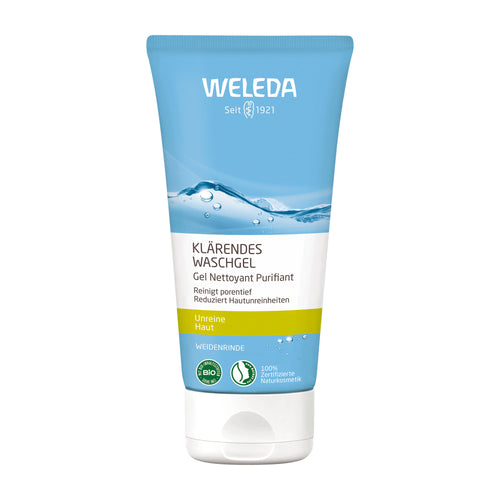 Weleda cleansing wash gel product tube on a white background