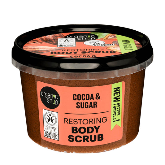 organic shop Cocoa & Sugar restoring body scrub, 250 mL