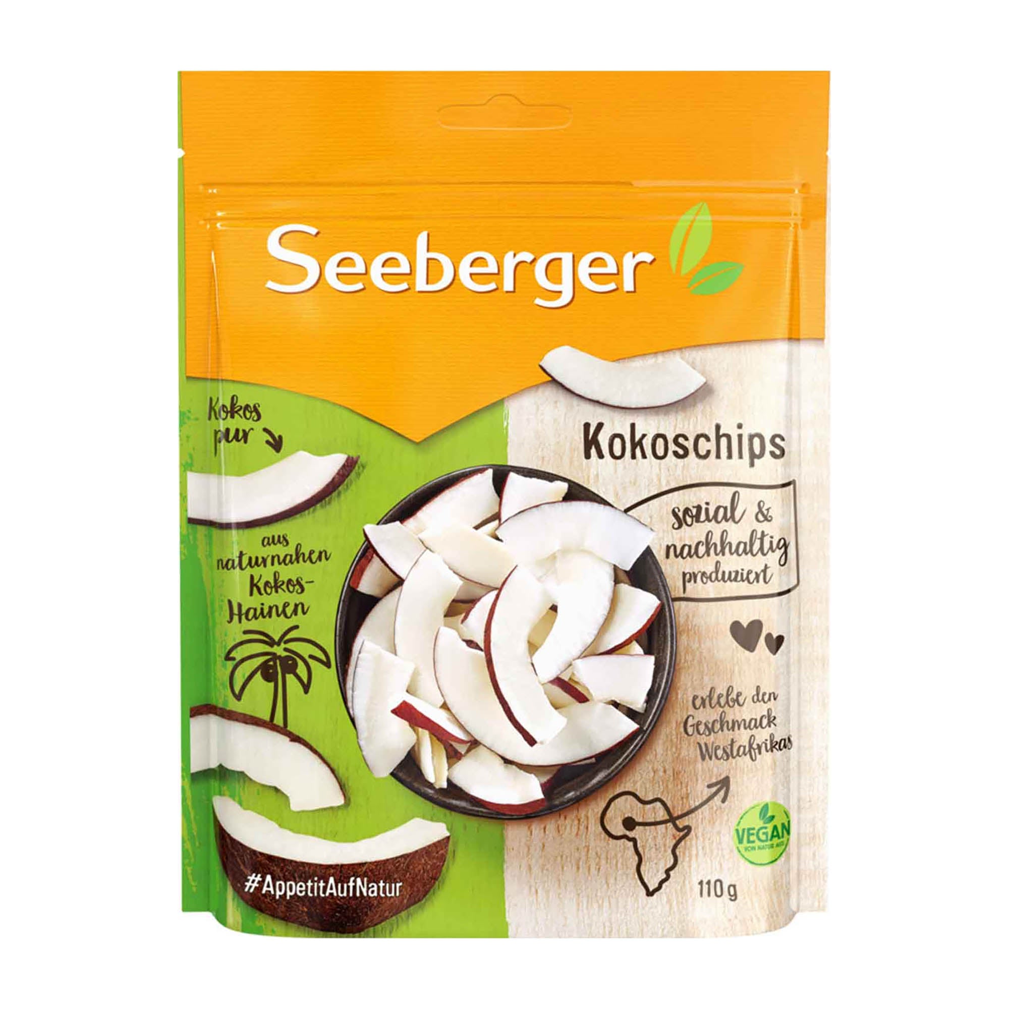 Seeberger Chips de noix de coco, 110 g