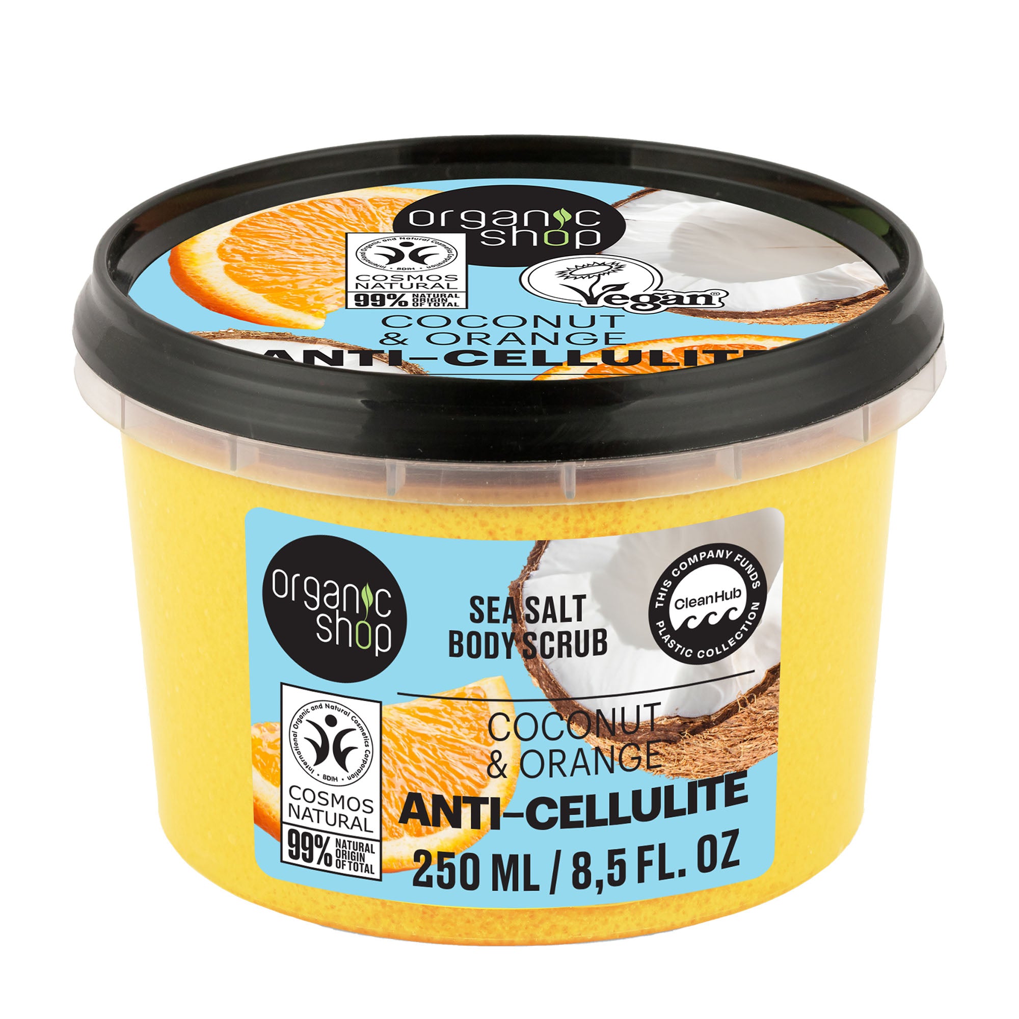 Organic Shop Gommage corporel anti-cellulite au sel marin Noix de coco et Orange, 250 ml