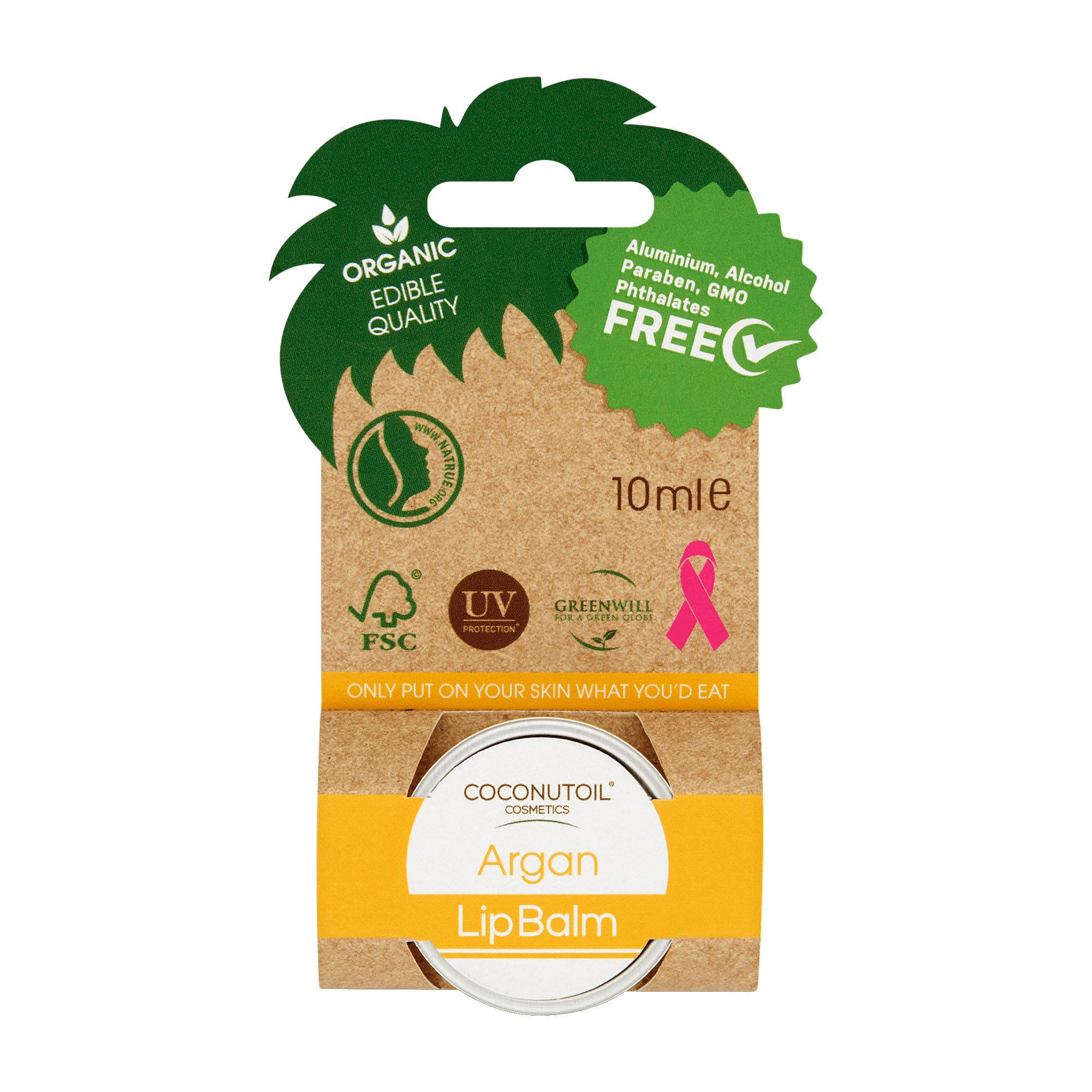 Coconutoil Cosmetics Argan organic lip balm, 10 mL