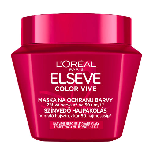 L'Oreal Paris Elseve Color Vive Hair Mask jar on a white background.