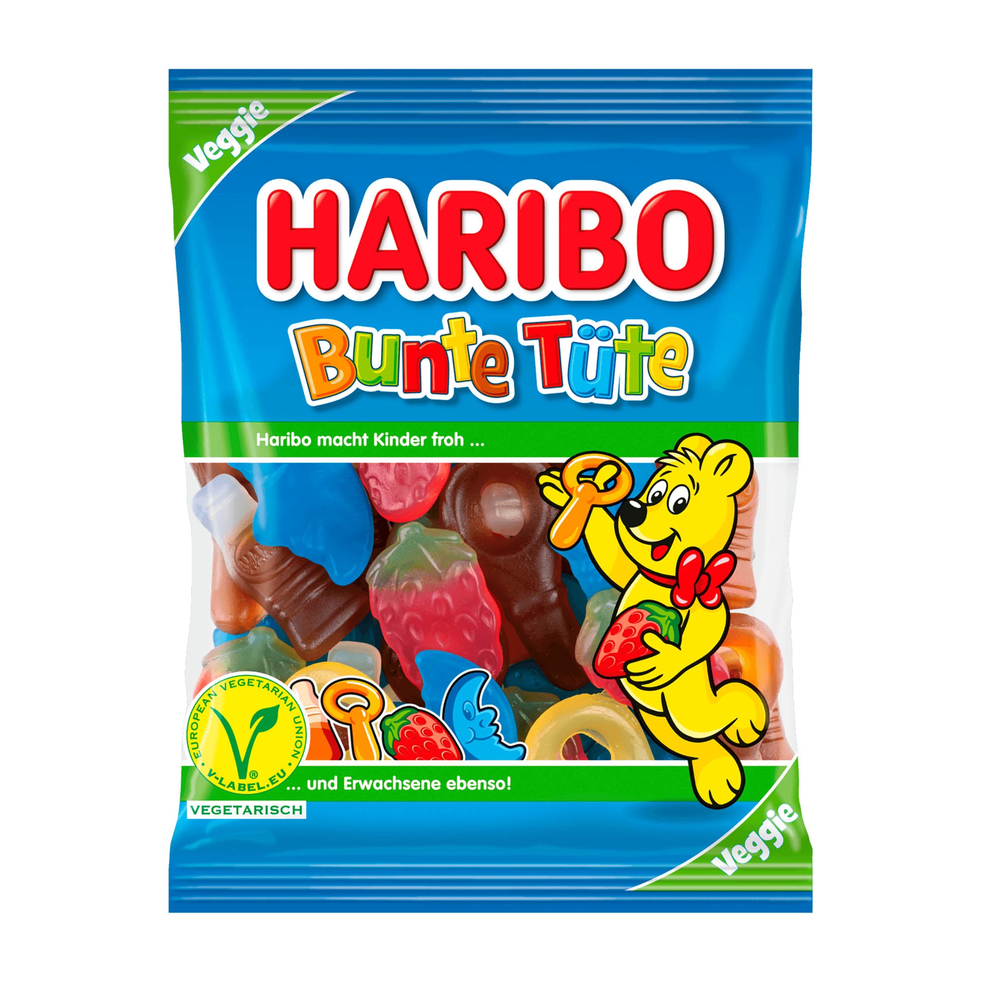 A package of Haribo Colorful Bag Fruit Gummy, featuring various fruit-flavored gummy candies.