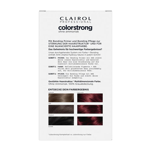Clairol Professional ColorStrong hair color packaging on a white background