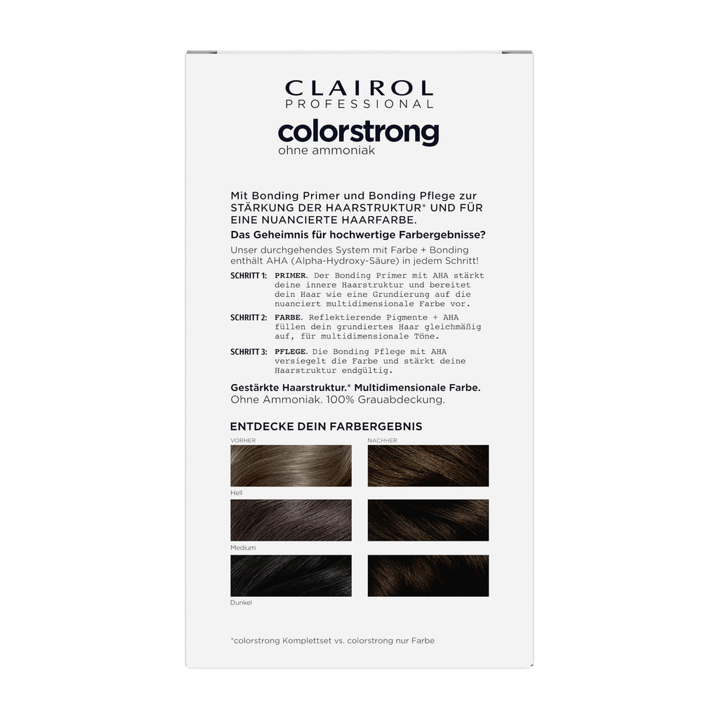 Clairol Professional ColorStrong hair color packaging on a white background