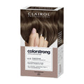 Clairol Professional Colorstrong hair color box with dark blonde hair and hand on a white background