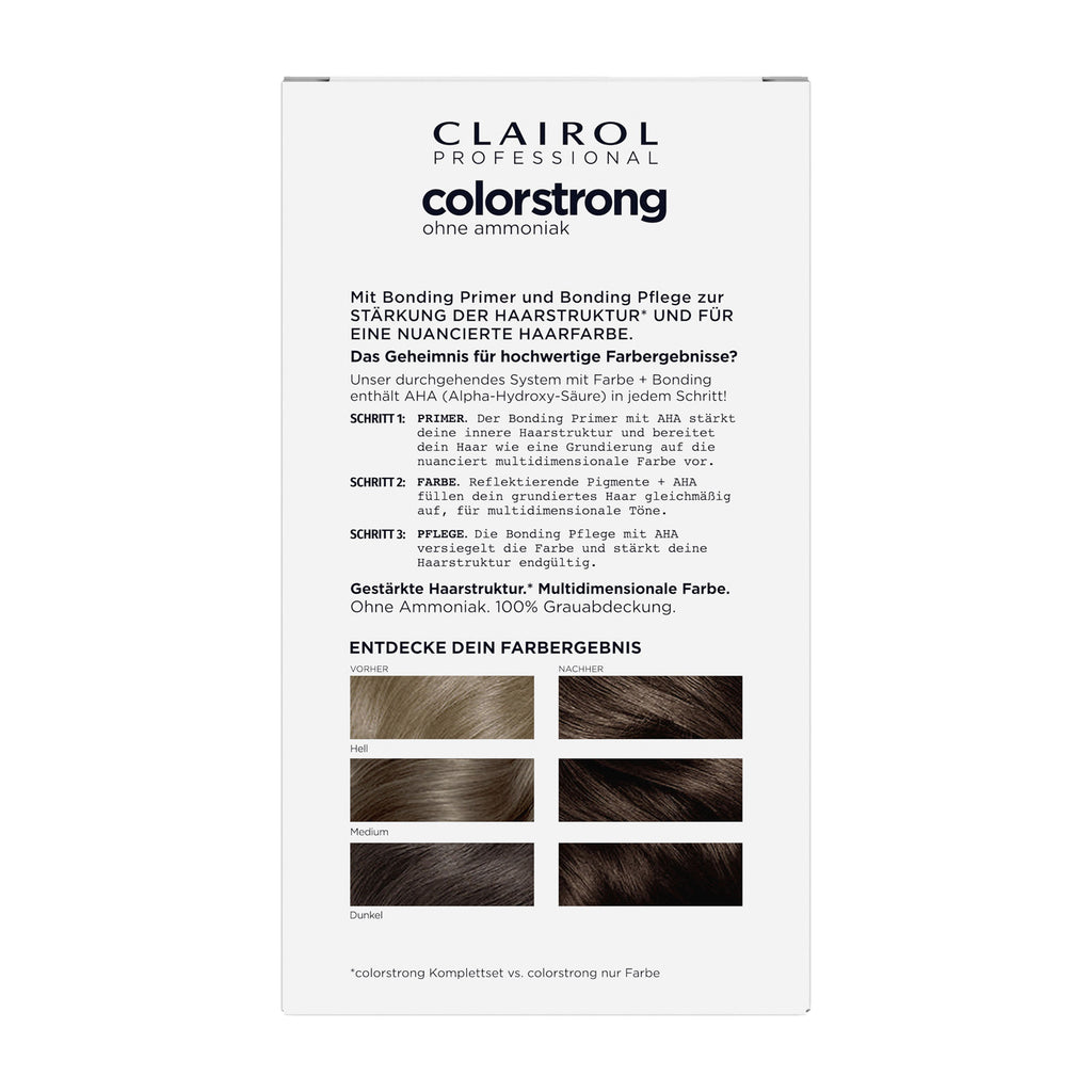 Clairol Professional ColorStrong hair color packaging on a white background