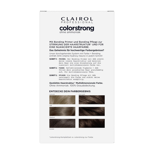 Clairol Professional ColorStrong hair color packaging on a white background