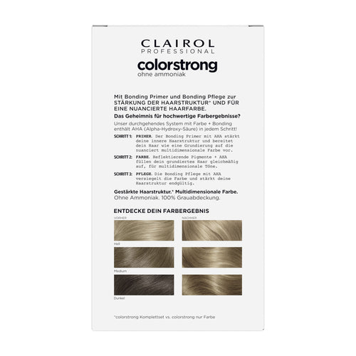 Clairol Professional Colorstrong hair color packaging on a white background