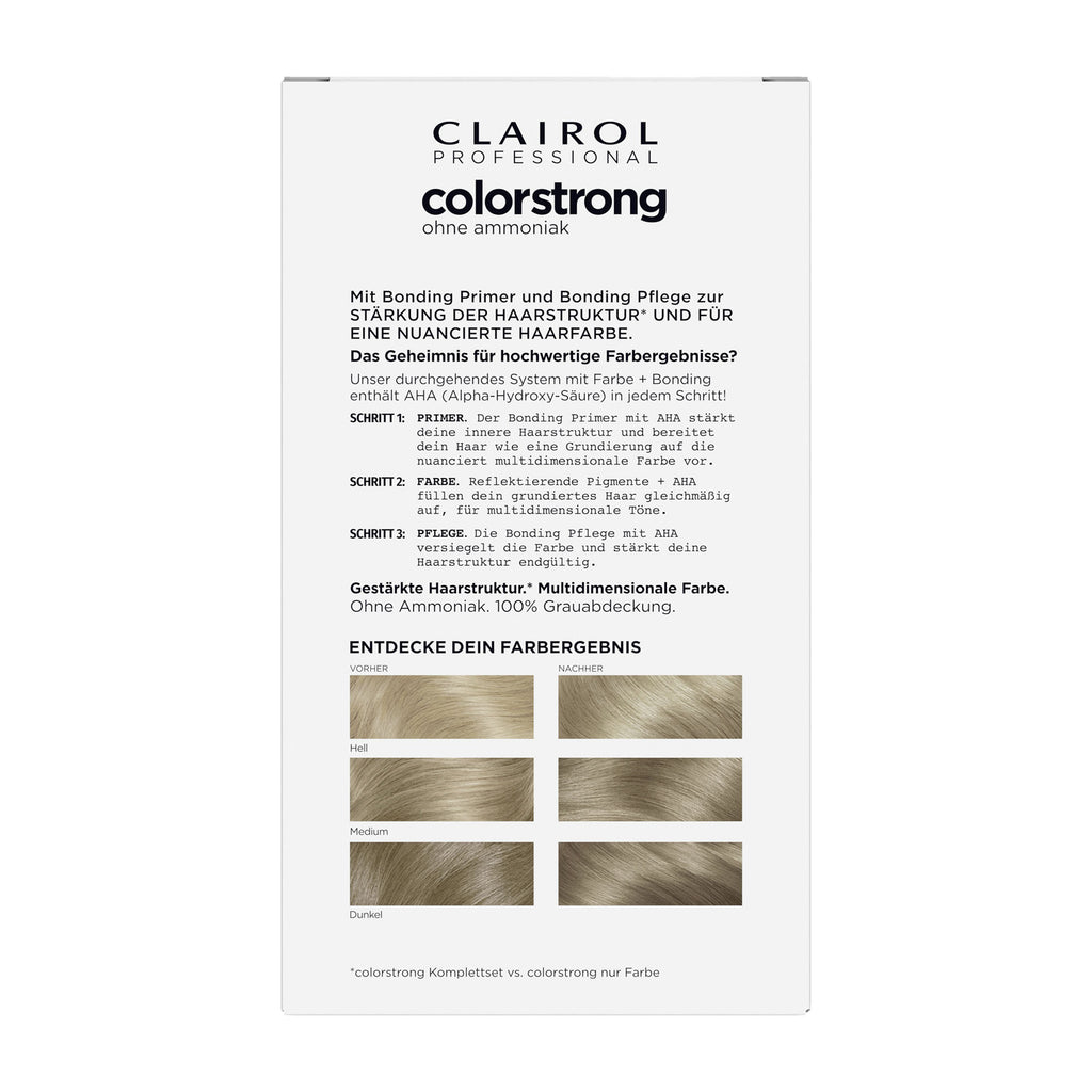 Clairol Professional Colorstrong hair color packaging on a white background