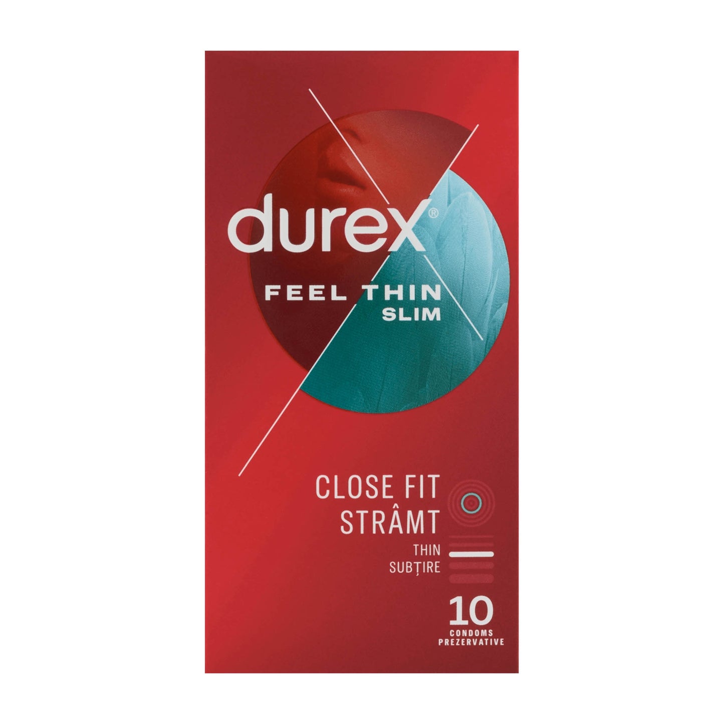 Durex Feel Thin Slim Kondome mit enger Passform, 10 Stück