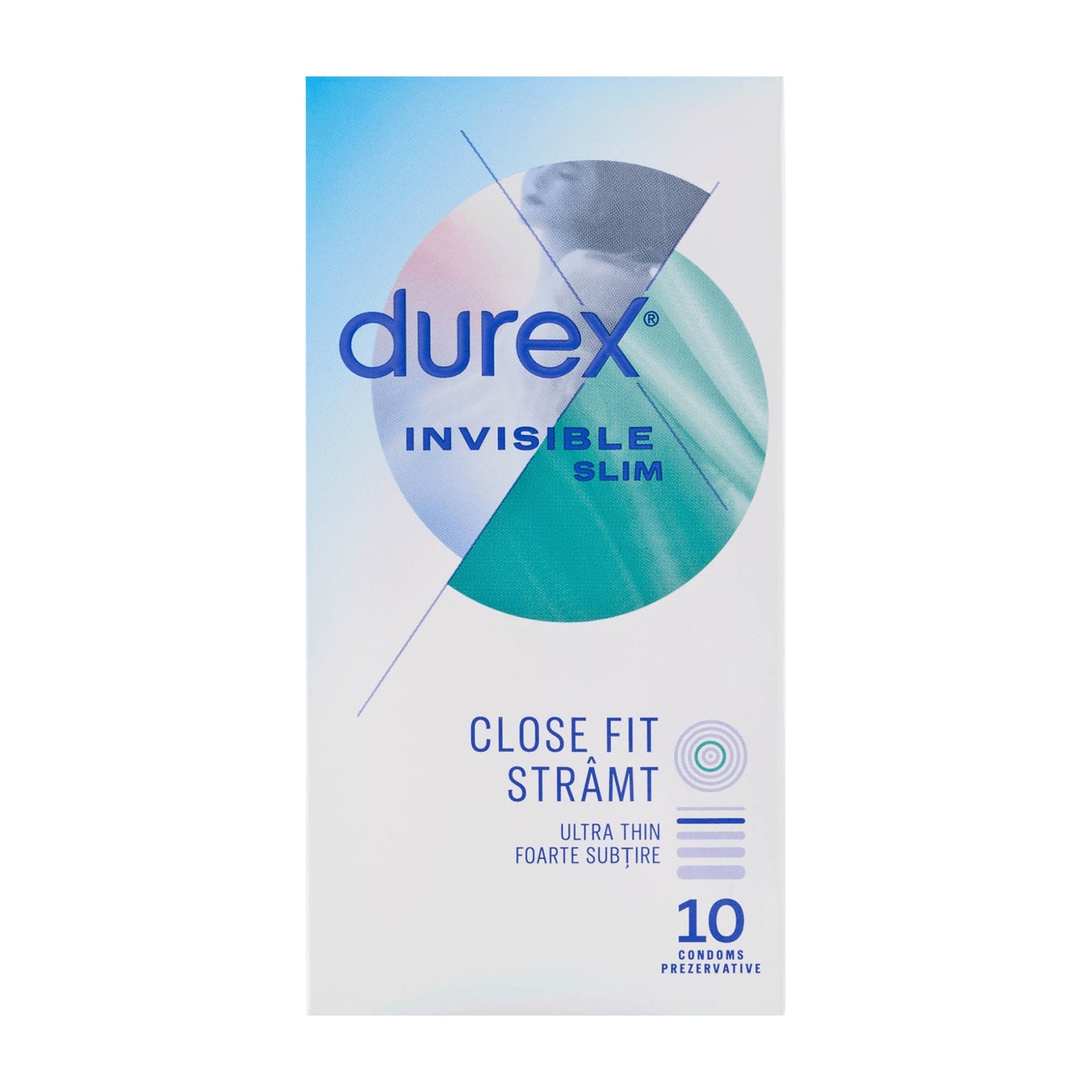 durex Invisible Slim close fit condoms, 10 Count