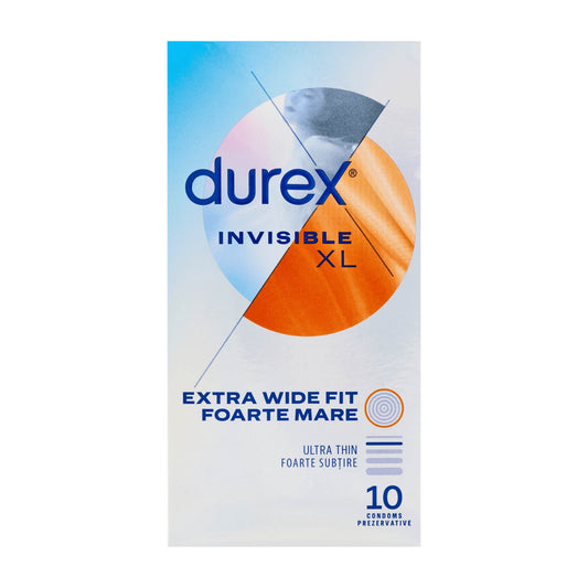 durex Invisible XL extra wide fit condoms, 10 Count