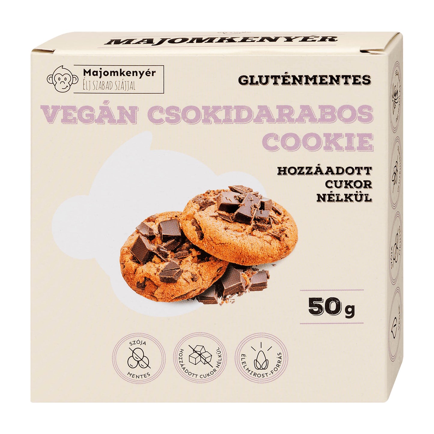 Majomkenyer Chocolate Chip Vegane Glutenfreie Kekse, 50 g