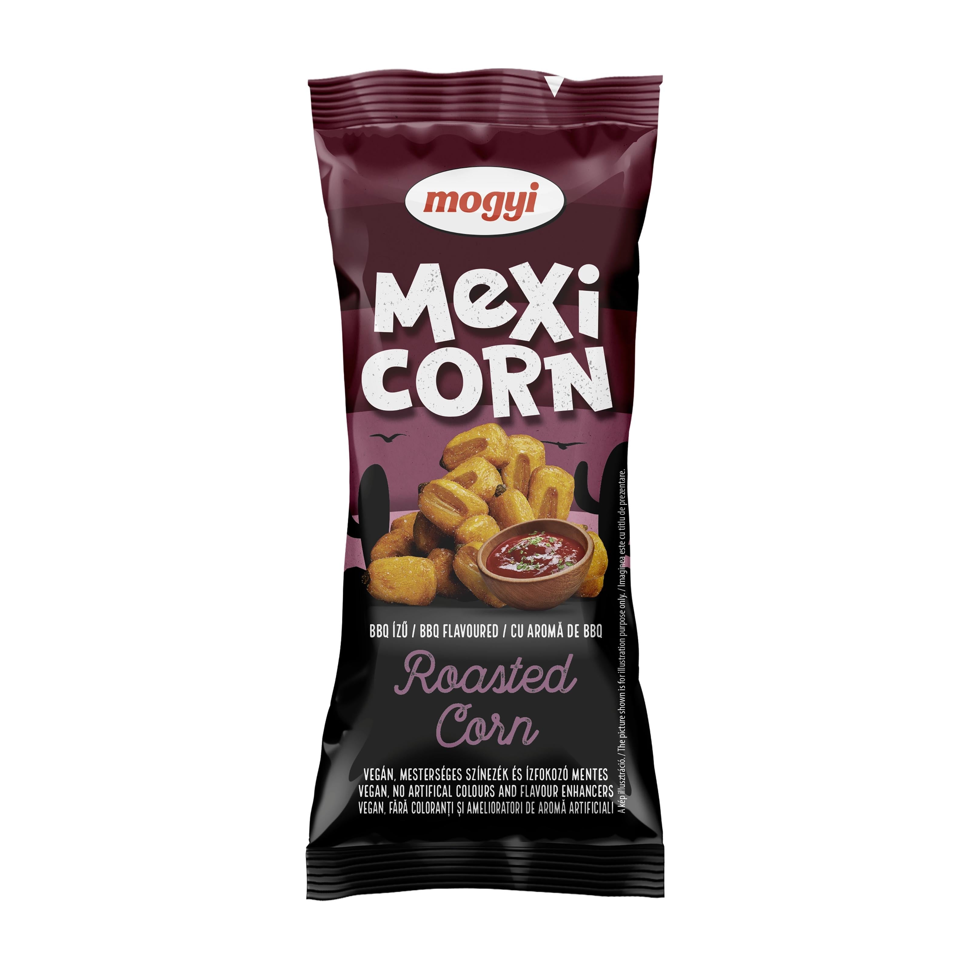 Mogyi Mexicorn BBQ roasted corn snack package on a white background