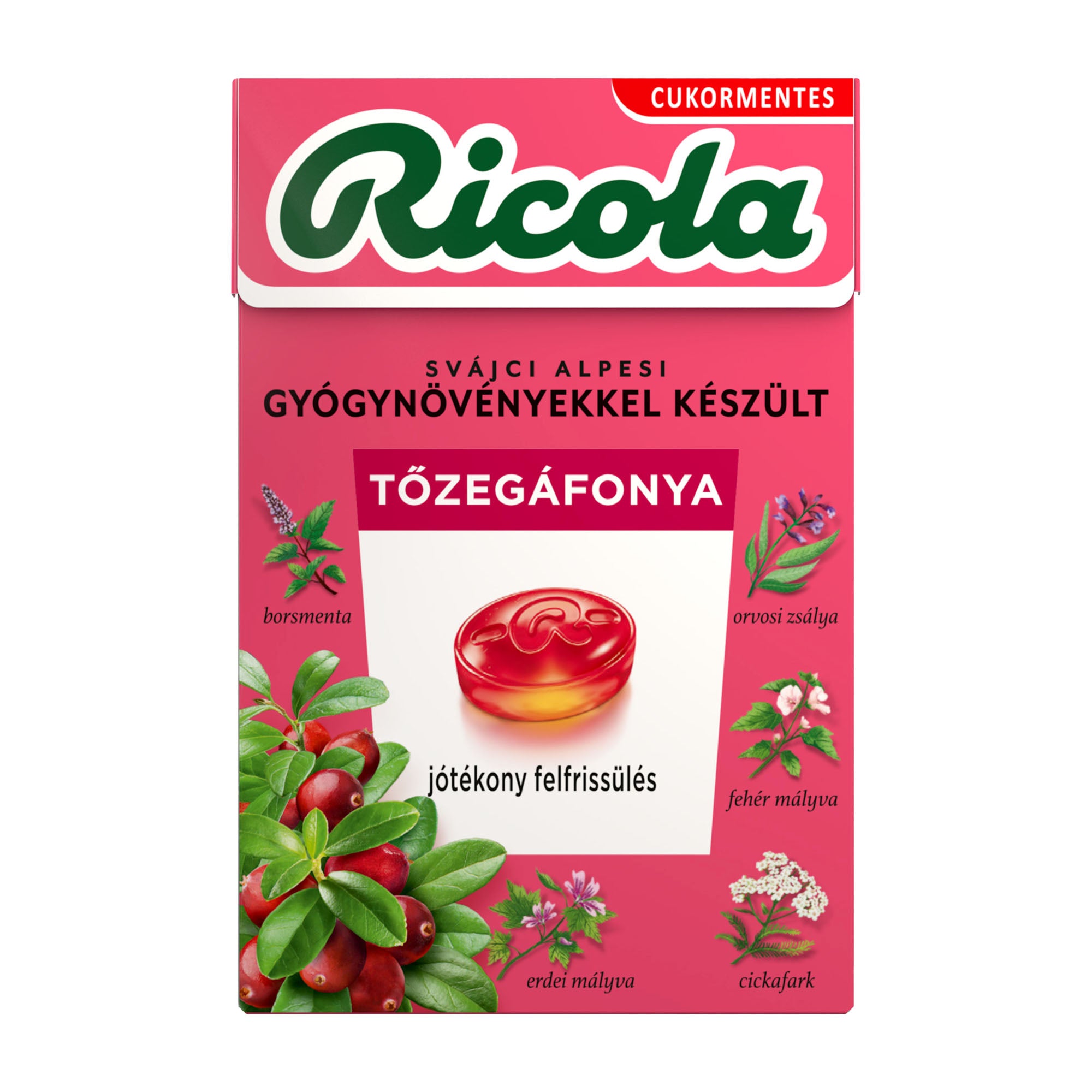 Ricola Pastilles aux herbes sans sucre Canneberge, 40 g