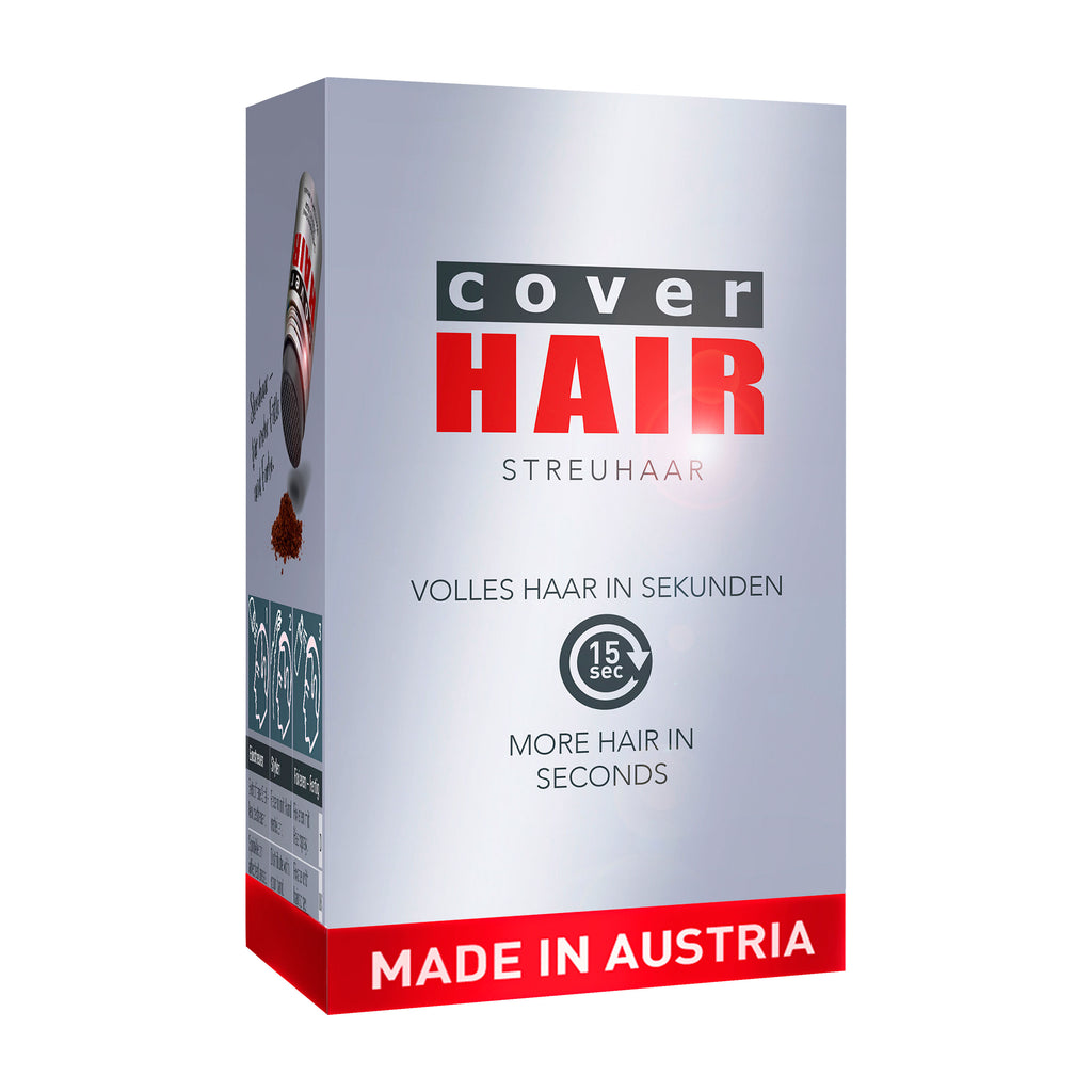 Box of Cover Hair product with branding and text on a white background