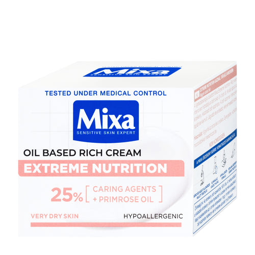 Box of Mixa Oil Based Rich Cream Extreme Nutrition on a white background