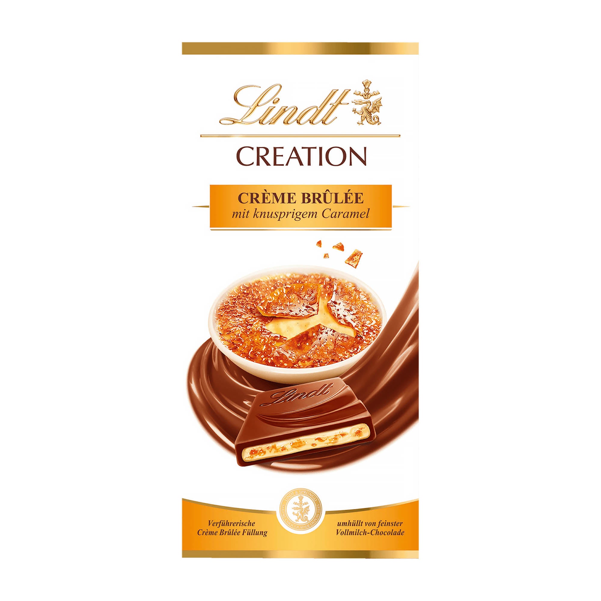 Lindt Tablette de chocolat au lait Creation Crème Brûlée, 150 g