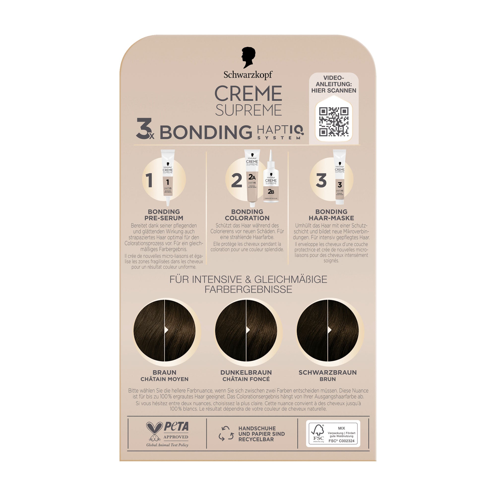 Schwarzkopf CREME SUPREME 4-0 natural dark brown nourishing cream color