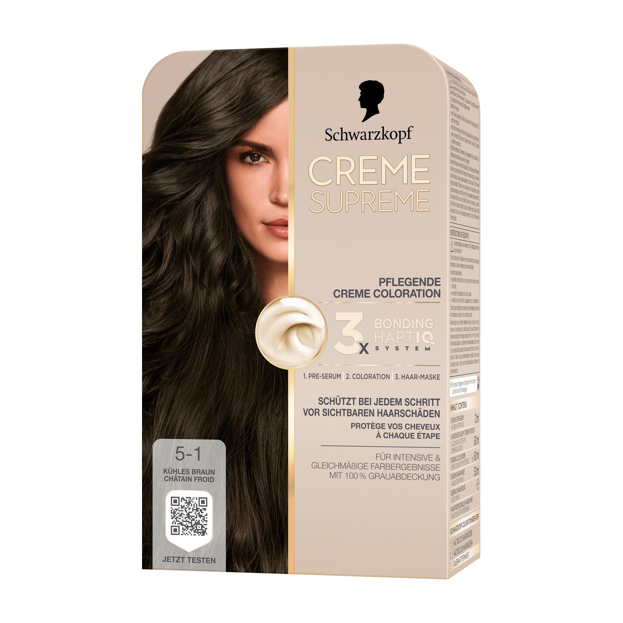 Schwarzkopf Creme Supreme hair color packaging with a woman's face and hair.