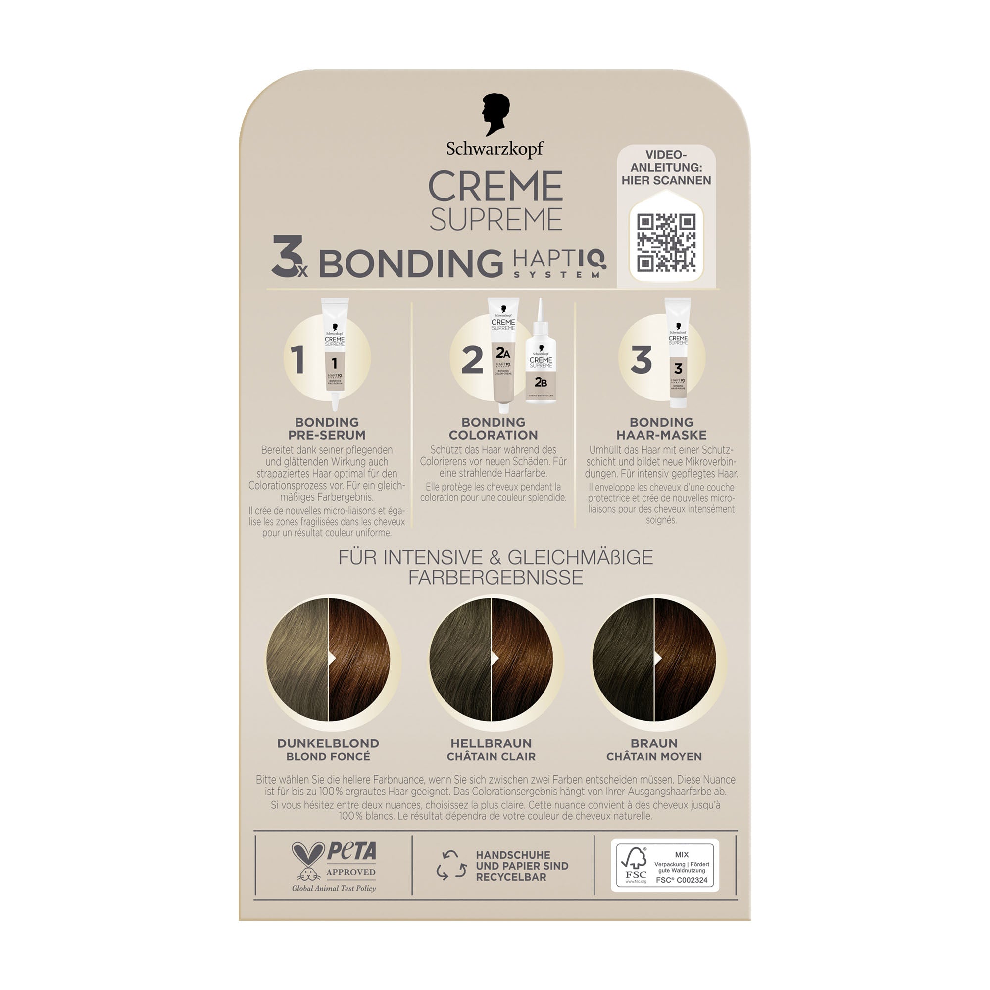 Schwarzkopf CREME SUPREME 6-68 light caramel brown nourishing cream color