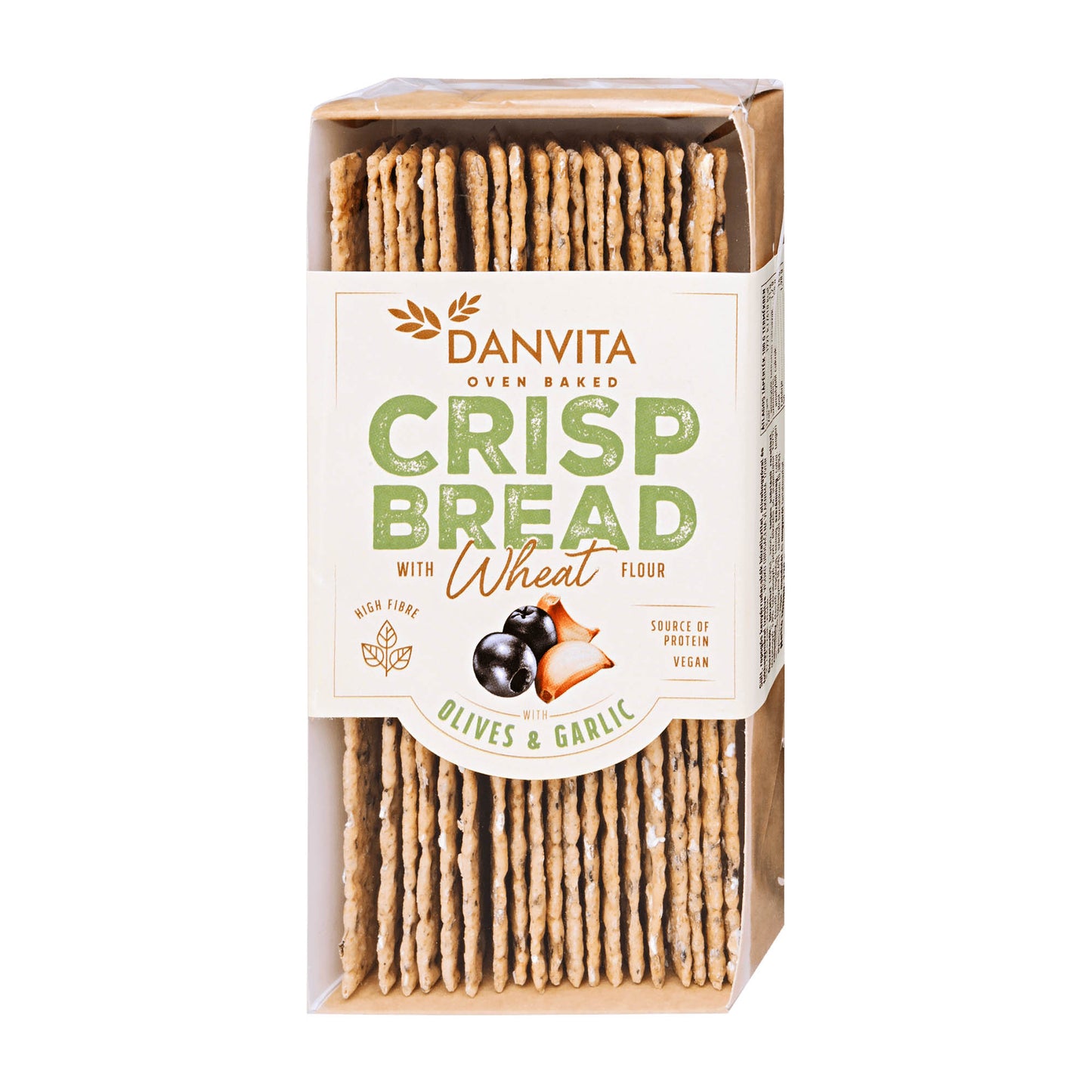 Danvita Crisp Bread Olives & Garlic flat bread, 130 g