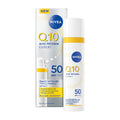 Nivea Q10 Anti-Wrinkle Expert SPF50 Daily UV Fluid packaging on a white background