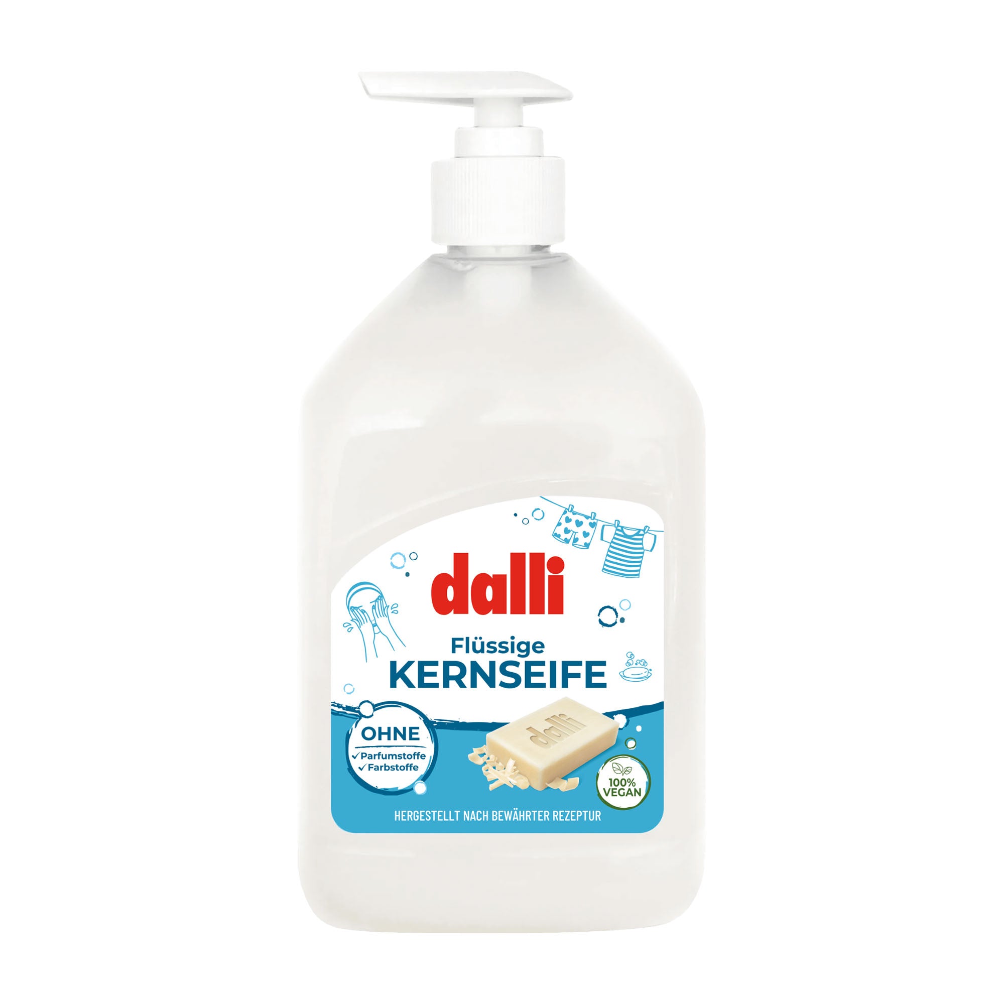 Dalli Pure liquid soap bottle on a white background