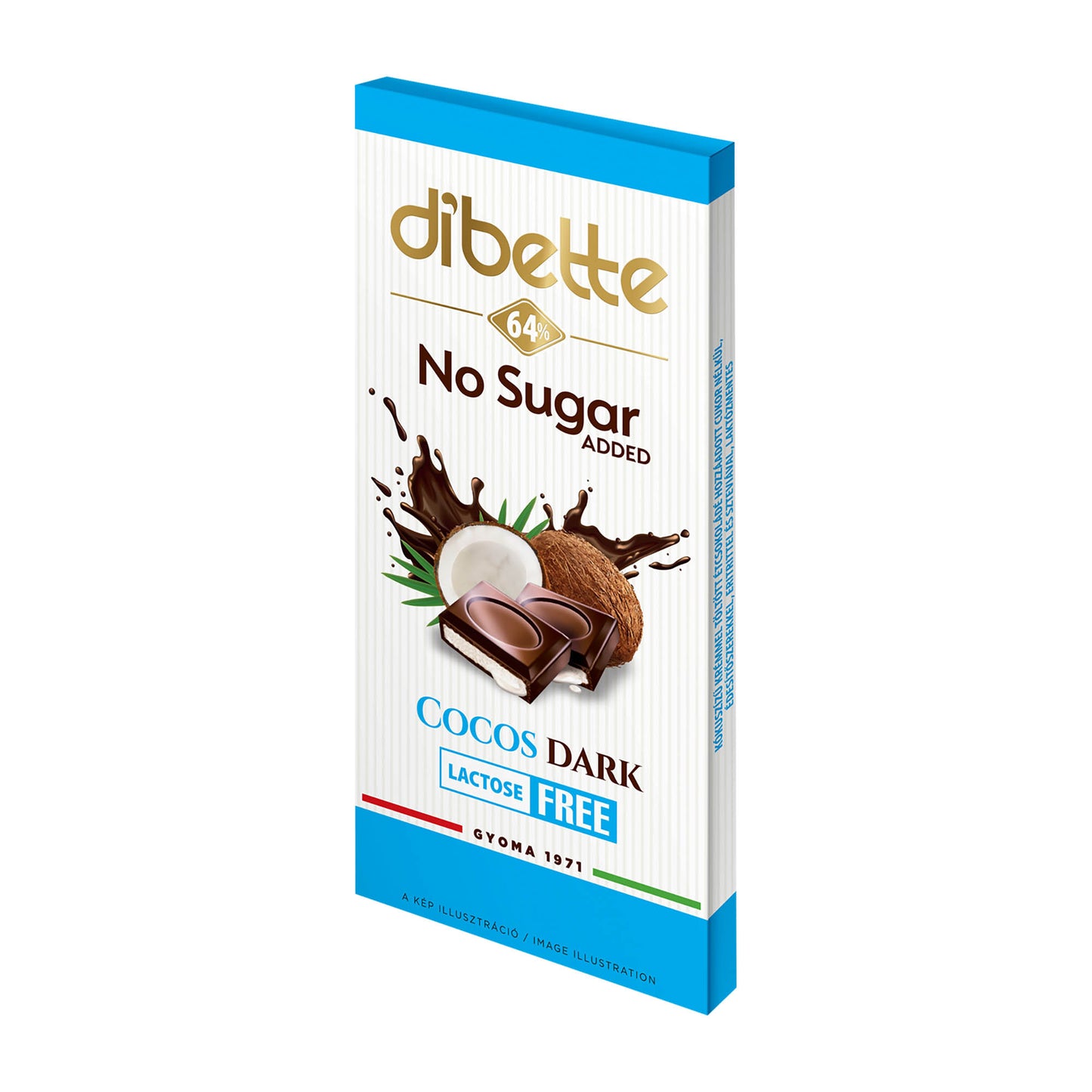 dibette Cocos dark chocolate bar, 80 g