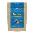 Packaged dates with chocolate balls from Dave & Jon's on a white background