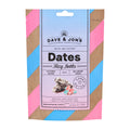 Dave & Jon's Dates Fizzy Bottles packaging with colorful stripes design on a white background