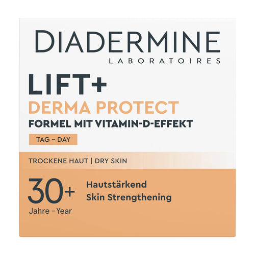 Diadermine Lift+ Derma Protect Day Cream packaging for dry skin.