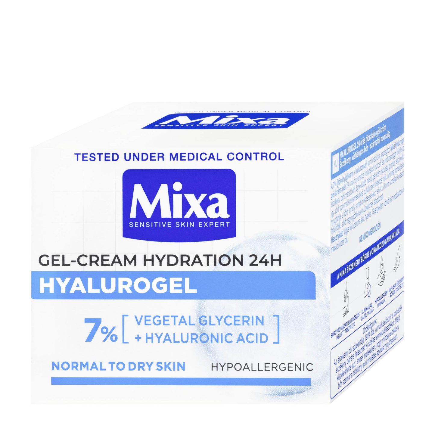 Mixa Hyalurogel Gel-Creme Feuchtigkeitspflege für normale bis trockene Haut, 50 ml