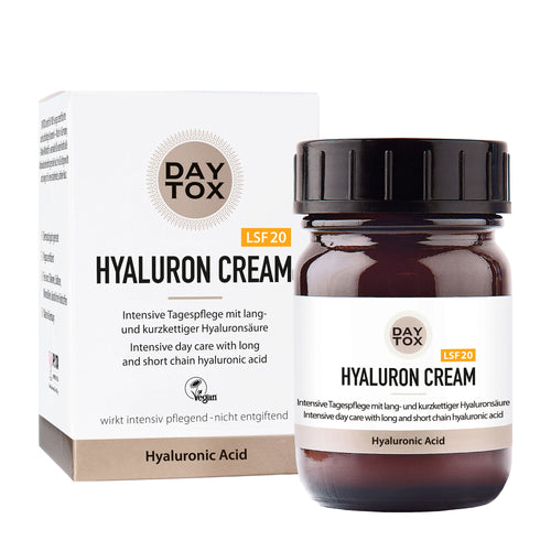 Daytox Hyaluron SPF 20 Day Cream box and glass container on a white background