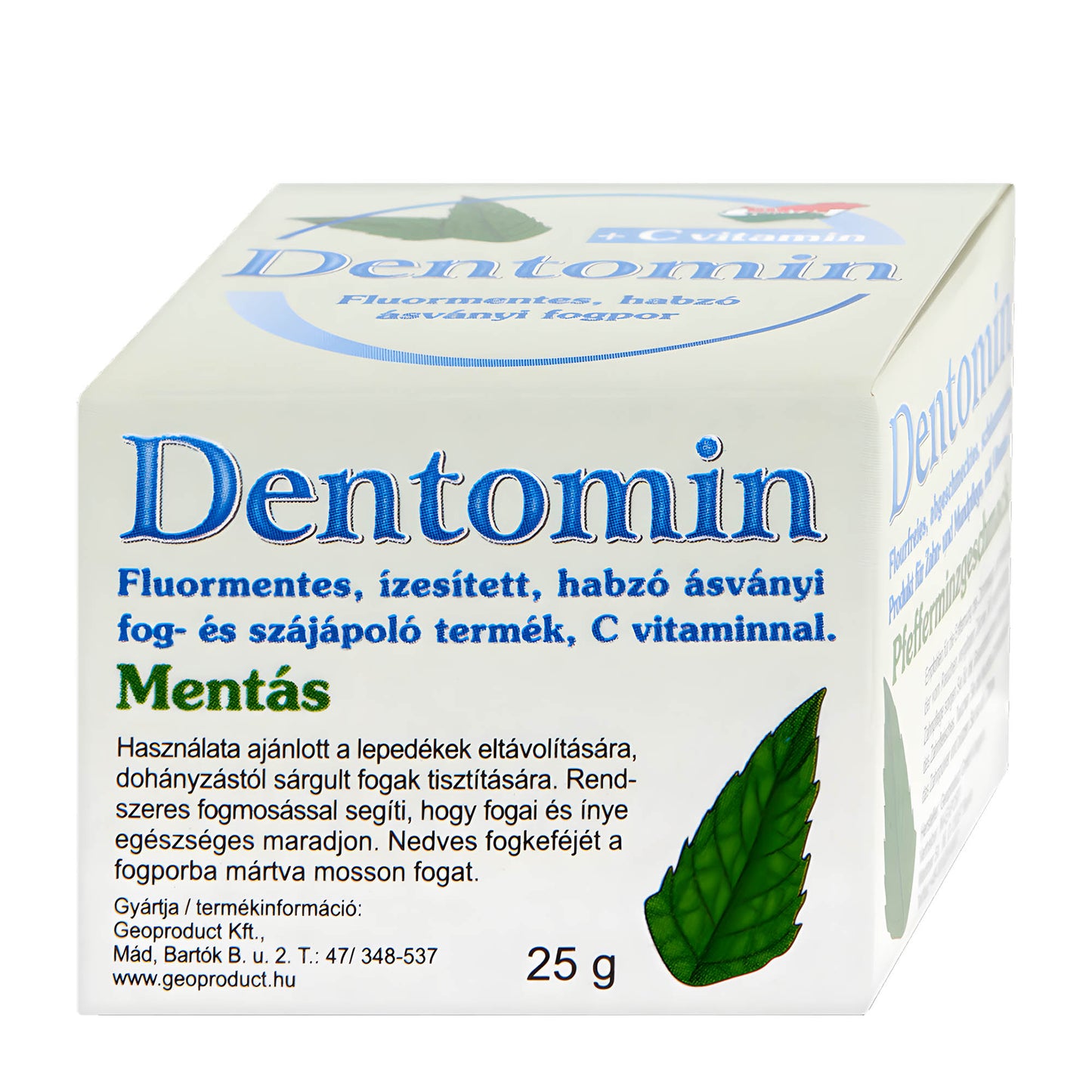 Dentomin Mint fluoridfreies schäumendes mineralisches Zahnpulver, 25 g