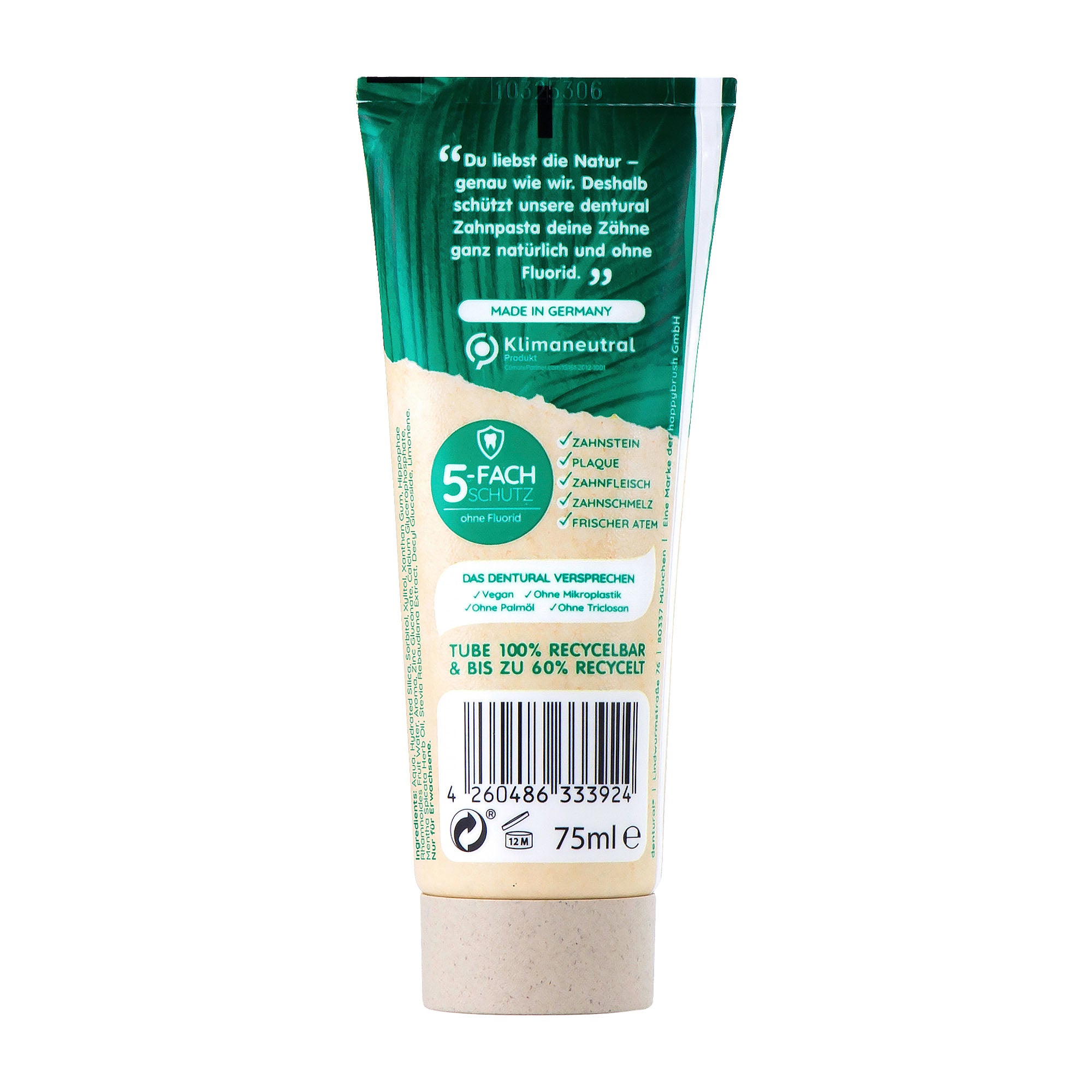 Dentural Dentifrice naturel sans fluor, 75 ml