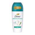 Dove advanced care pear & aloe vera scent antiperspirant roll-on on a white background