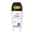 Dove invisible dry white freesia & violet flower scent antiperspirant roll-on on a white background