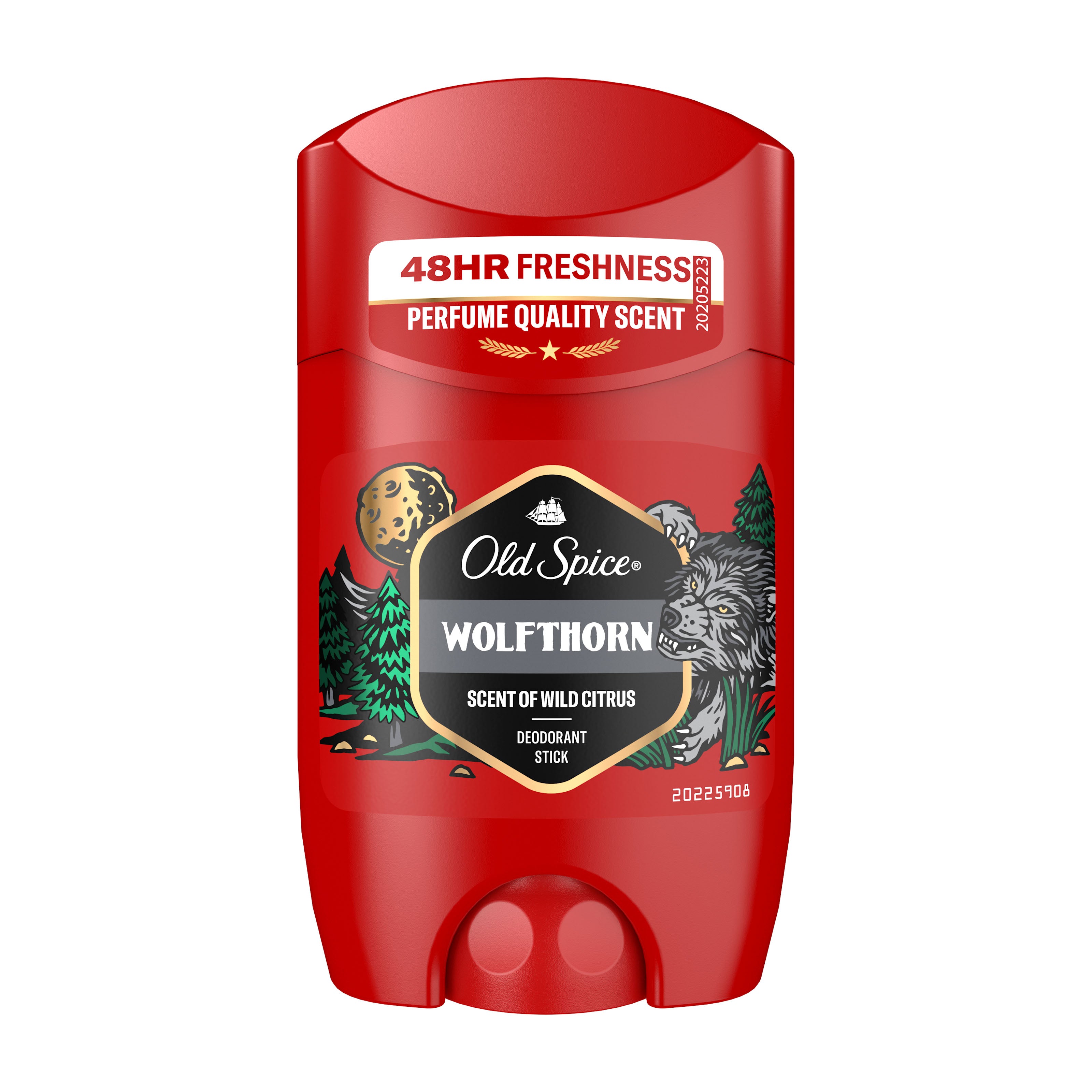 Old Spice Wolfthorn deodorant stick on a white background