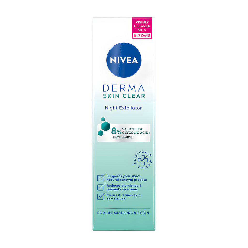 Nivea Derma Skin Clear night exfoliator for blemish-prone skin, 40 mL