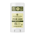 Dermaflora Intensity natural deodorant stick for men on a white background