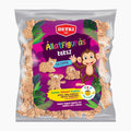 A package of Detki Animal-shaped biscuits featuring a colorful label with cartoon monkeys and tropical leaves on a white background.